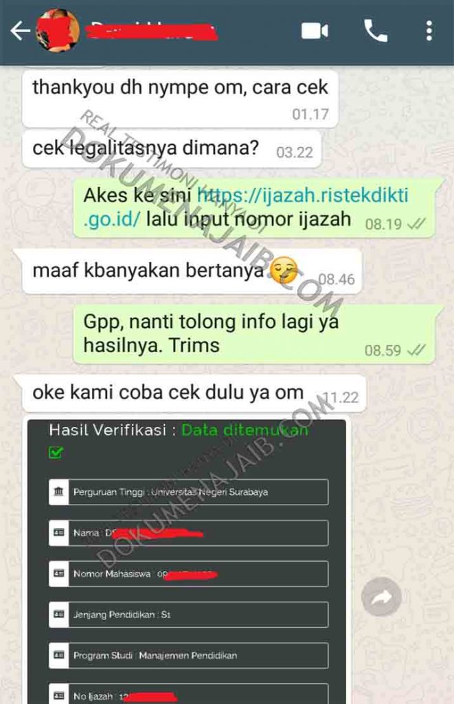 Testimoni Ijazah Terdaftar Dikti