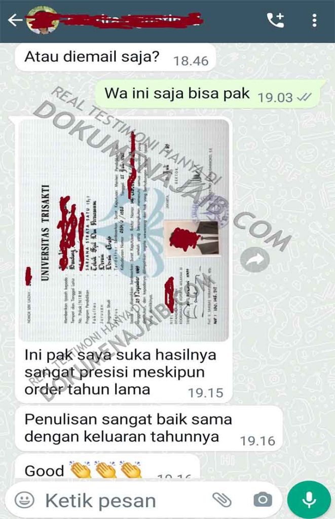 Testimoni Pembuatan Ijazah S1 trisakti