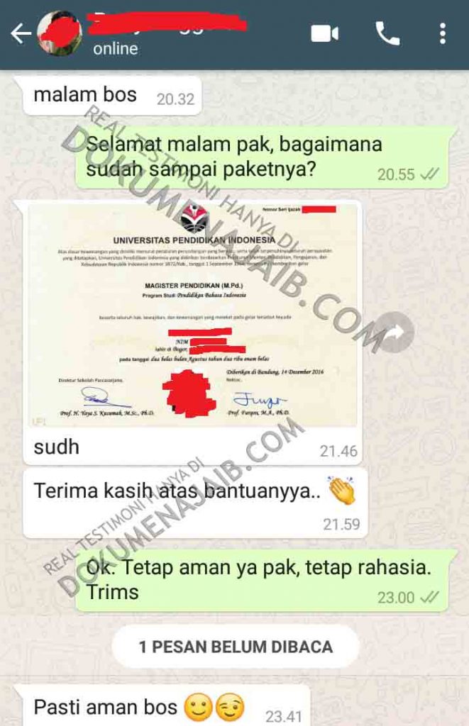 Testi Jasa Pembuatan Ijazah S2 Magister